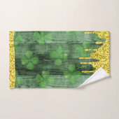 St. Patrick's Day Shamrocks Glitter Gold Drips Bad Handdoek (Handdoek)