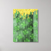 St. Patrick's Day Shamrocks Glitter Gold Drips Canvas Afdruk (Voorkant)
