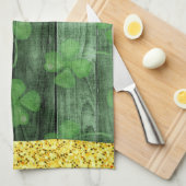 St. Patrick's Day Shamrocks Glitter Gold Drips Theedoek (Quarter Fold)