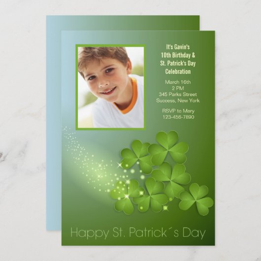 St. Patrick's Day Shamrocks Invitation Kaart (Voorkant / Achterkant)
