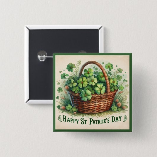 St. Patrick's Day Shamrocks Knop Vierkante Button 5,1 Cm (Voorkant /achterkant)
