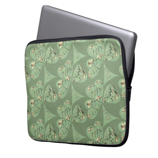 St. Patrick's Day Shamrocks Laptop Sleeve (Voorkant Links)