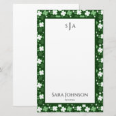 St. Patrick's Day Shamrocks Monogram Briefpapier (Voorkant / Achterkant)