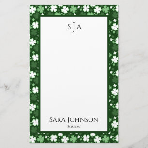St. Patrick's Day Shamrocks Monogram Briefpapier