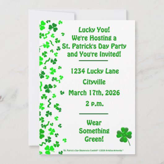 St Patrick's Day Shamrocks Personalized Flat Kaart (Achterkant)