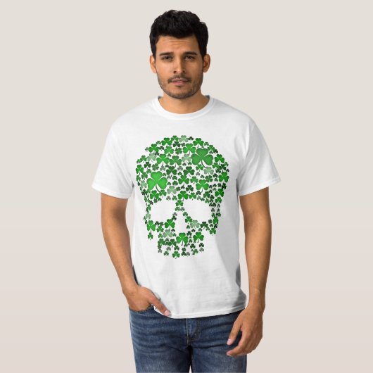 St Patricks Day Shamrocks Skull T-shirt (Voorkant volledig)