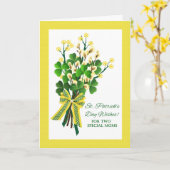 St. Patrick's Day Shamrocks voor Beide Moms Kaart (Gele Bloem)