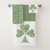 St. Patrick's Day Shamrocks White Grey Green Bad Handdoek (Insitu)