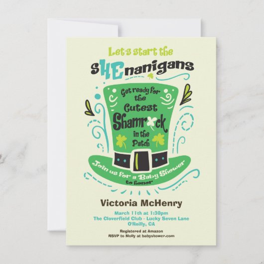 St. Patrick's Day Shenanigans Baby shower Invitati Kaart (Voorkant)