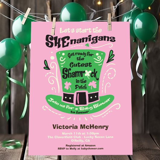 St. Patrick's Day Shenanigans Baby shower Kaart