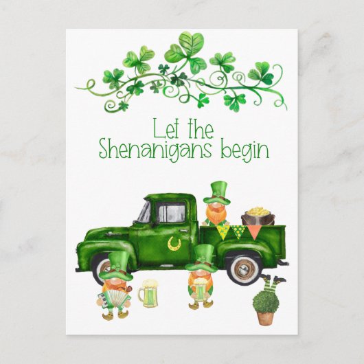 St. Patrick's Day Shenanigans Begin Truck Gnomes Briefkaart (Voorkant)