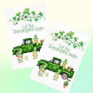 St. Patrick's Day Shenanigans Begin Truck Gnomes Briefkaart