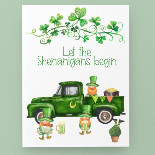 St. Patrick's Day Shenanigans Begin Truck Gnomes Briefkaart