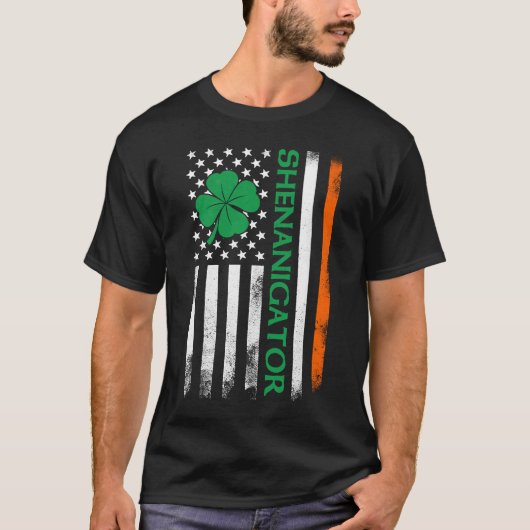 St Patrick's Day Shenanigans Irish American Flag S T-shirt (Voorkant)