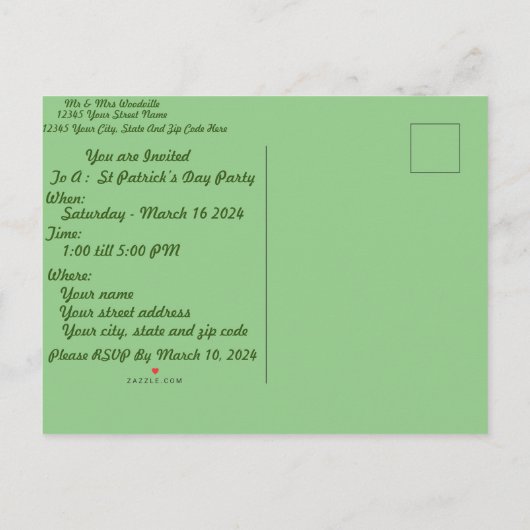 St Patrick's Day Shenanigans Party Aankondigingskaart (Achterkant)