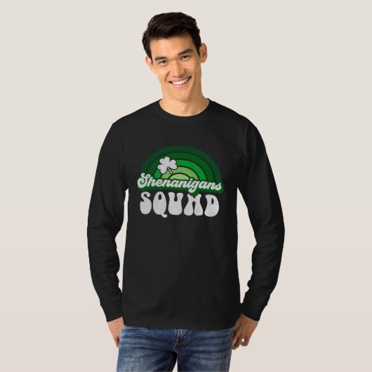 St Patricks Day Shenanigans Squad Groovy Style Iri T-shirt (Voorkant volledig)