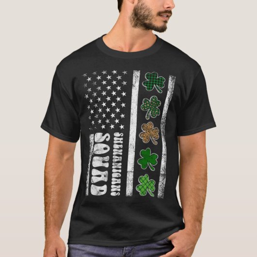 St Patricks Day Shenanigans Squad US flag American T-shirt (Voorkant)