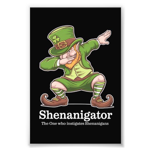 St Patricks Day Shenanigator Dabbing Kabouter Foto Afdruk (Voorkant)