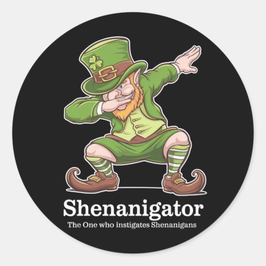 St Patricks Day Shenanigator Dabbing Leprechaun Ronde Sticker (Voorkant)