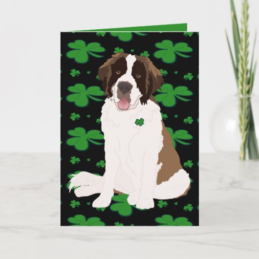 St. Patrick's Day Sint-Bernardshond Feestdagen Kaart (Voorkant)