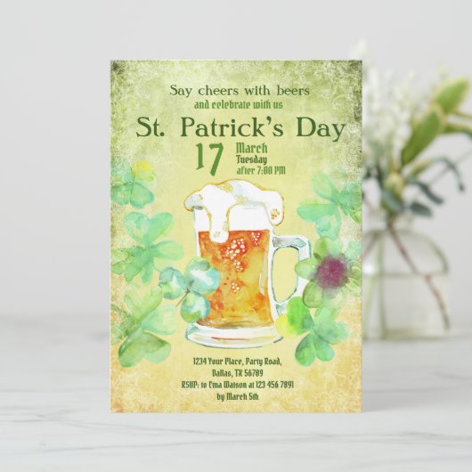 St Patrick's Day Sjabloon, Party Invitation, Kaart (Staand voorkant)