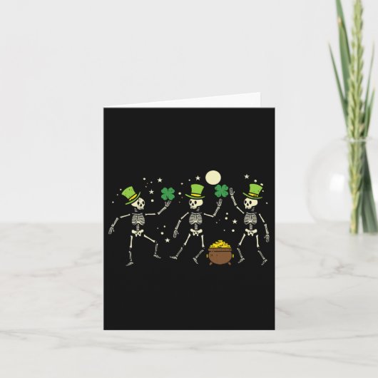 St Patricks Day Skelet Dancing Saint Pattys Kinder Kaart (Voorkant)