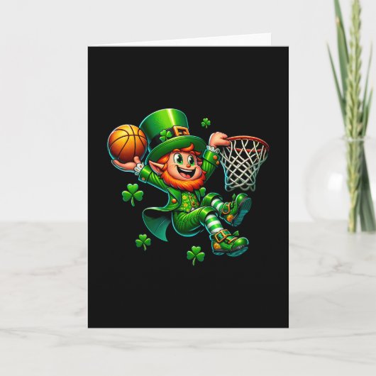St. Patrick's Day Skelet Ierse Leprechaun Dunk Kaart (Voorkant)