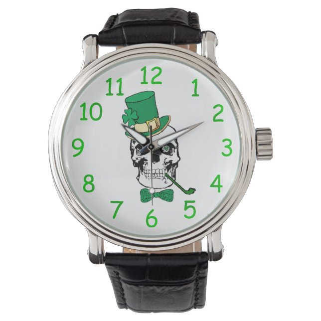 St. Patrick's Day Skull Watch Horloge (Voorkant)