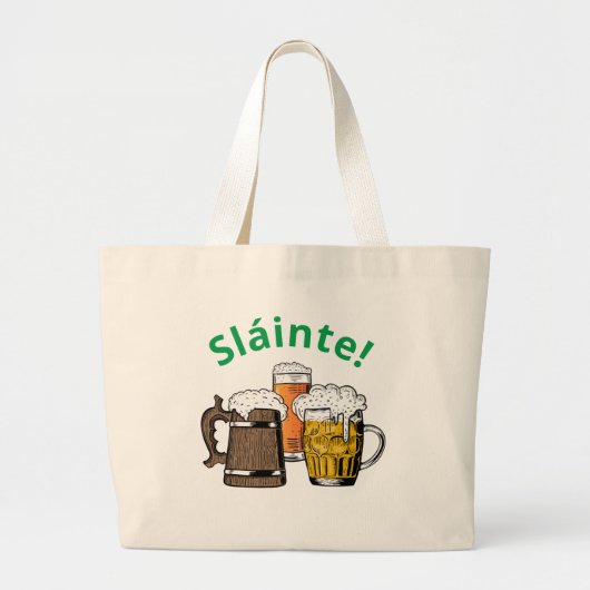 St Patrick's Day Sláinte Beers Grote Tote Bag (Voorkant)