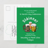St Patricks Day Sláinte Cheers & Beers Party Uitnodiging Briefkaart (Voorkant / Achterkant)