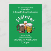 St Patricks Day Sláinte Cheers & Beers Party Uitnodiging Briefkaart (Voorkant)