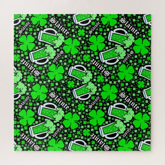 St. Patrick's Day Slainte Groene Drinken Klavers Legpuzzel (Horizontaal)