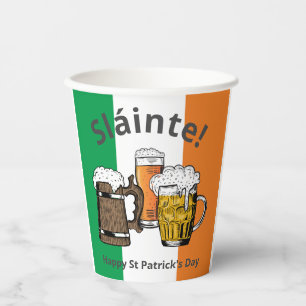 St Patricks Day Sláinte Ierse vlag Papieren Bekers