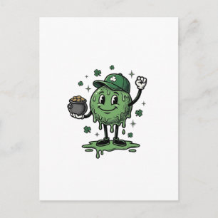 St Patricks Day Slijm Mascotte Vintage Vector T-sh Briefkaart