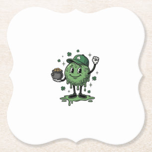 St Patricks Day Slijm Mascotte Vintage Vector T-sh Kartonnen Onderzetters