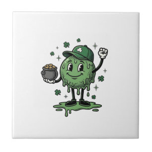St Patricks Day Slijm Mascotte Vintage Vector T-sh Tegeltje
