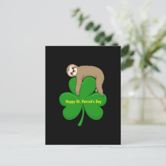 St. Patrick's Day Sloth briefkaart (Staand voorkant)