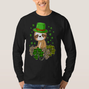 St Patrick's Day Sloth Green Buffalo Pset Shamroc T-shirt