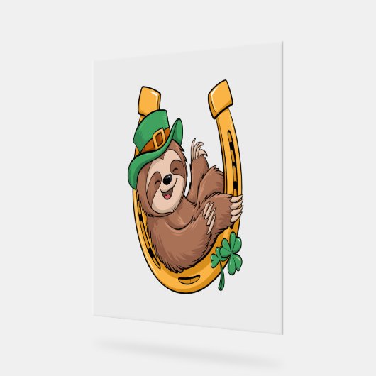 St Patrick's Day Sloth Hoefijzer Lucky Acryl Bord (Hoek)