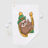 St Patrick's Day Sloth Hoefijzer Lucky Golfhanddoek (Insitu)