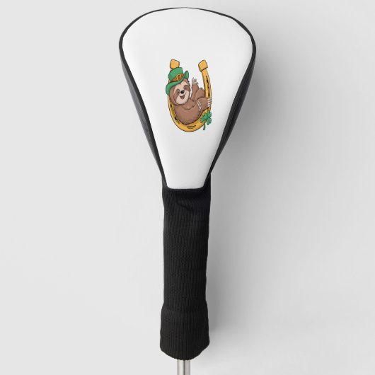 St Patrick's Day Sloth Hoefijzer Lucky Golfheadcover (Voorkant)