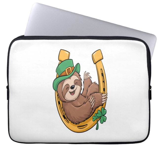 St Patrick's Day Sloth Hoefijzer Lucky Laptop Sleeve (Voorkant)