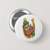 St Patrick's Day Sloth Hoefijzer Lucky Ronde Button 5,7 Cm (Voorkant /achterkant)