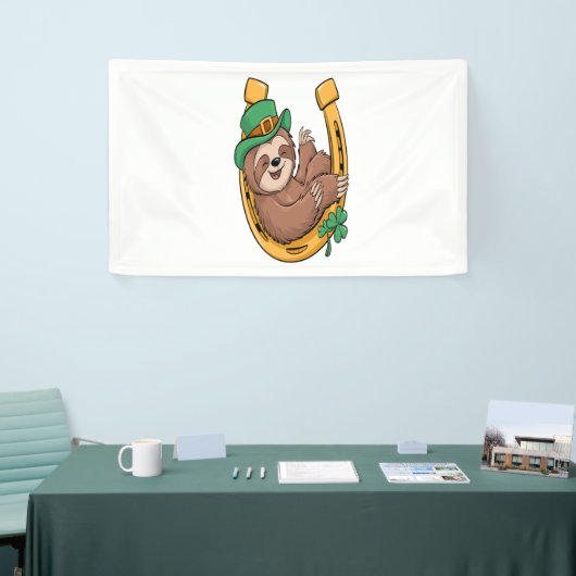 St Patrick's Day Sloth Hoefijzer Lucky Spandoek (Beurs)