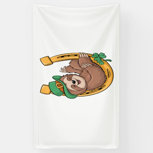 St Patrick's Day Sloth Hoefijzer Lucky Spandoek (Verticaal)