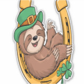 St Patrick's Day Sloth Hoefijzer Lucky Sticker (Voorkant)