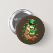 St. Patrick's Day Sloth-knop Ronde Button 5,7 Cm (Voorkant /achterkant)