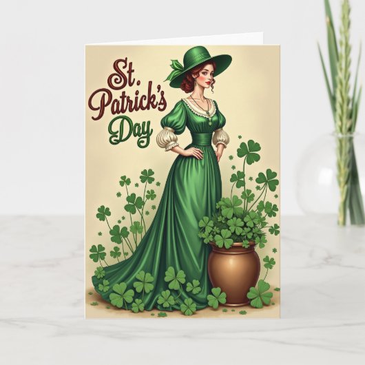 St. Patricks Day Smaragdgroene Jurk Kaart (Voorkant)