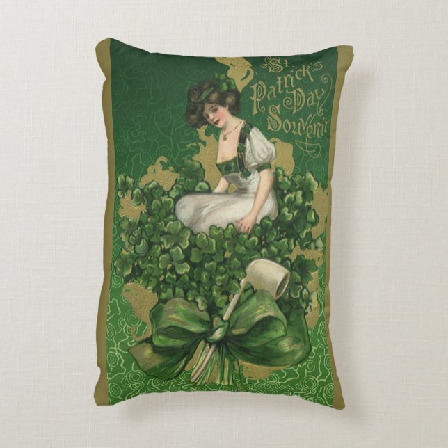  St. Patrick's Day Souvenir, Irish Lass Accent Kussen (Achterkant (Verticaal))