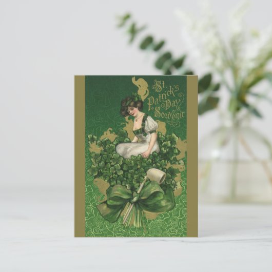St. Patrick's Day Souvenir, Irish Lass Briefkaart (Staand voorkant)